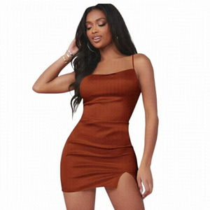 SHEIN SXY Split Detail Satin Cami Bodycon Mini Slip Dress